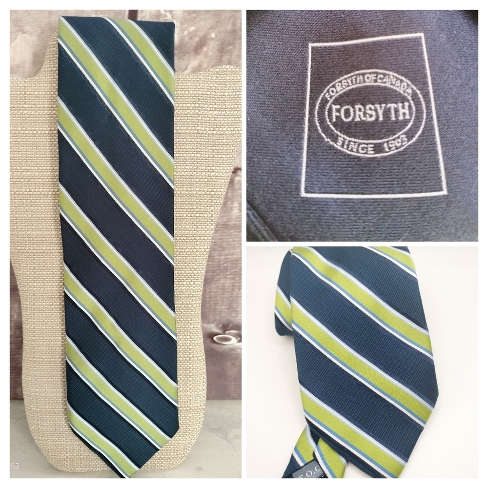 Forsyth Of Canada Blue Green Hand Made 100% Silk Men’s Neck Tie Made In China